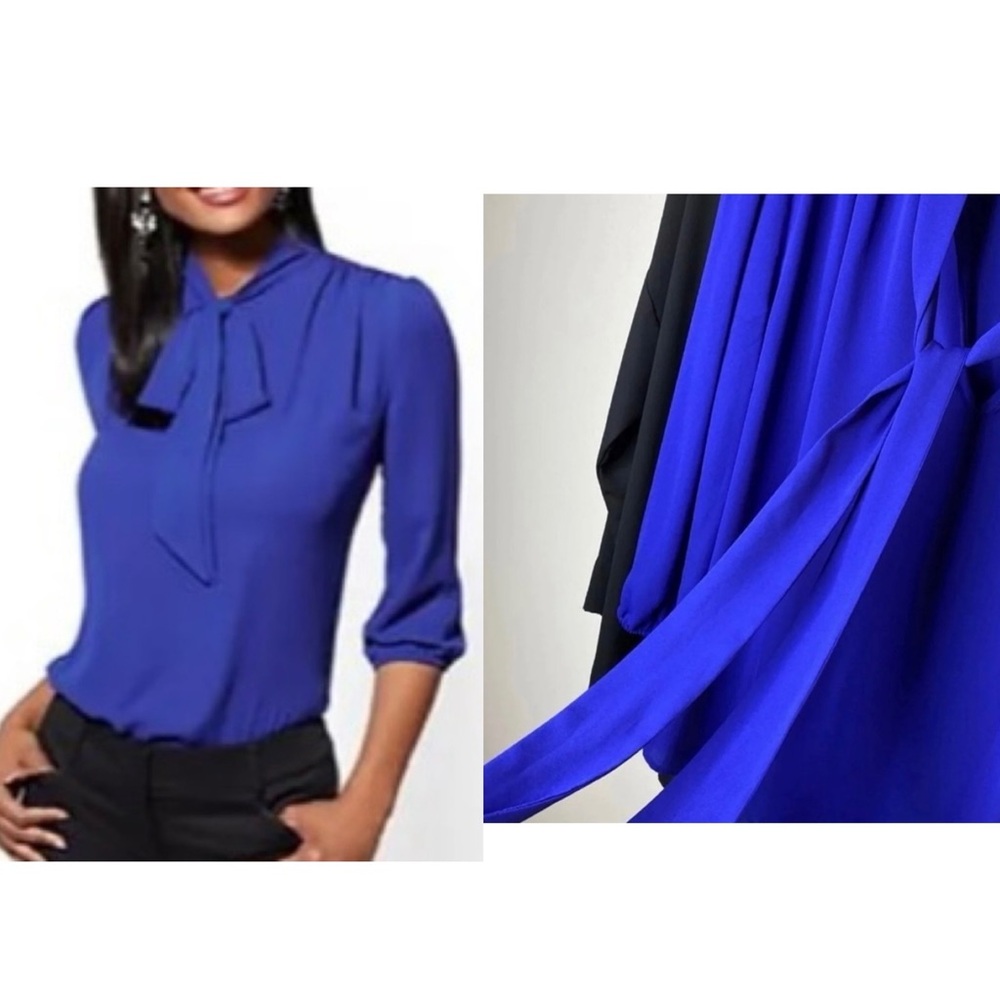 Spilt-Neck Bow Blouse From New York & Company